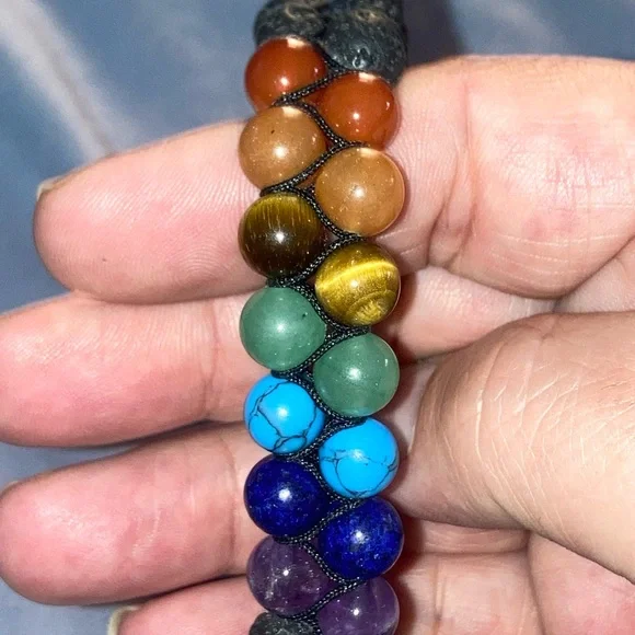 Chakra 7 Color Stone Double Bracelet - Picture 3 of 6